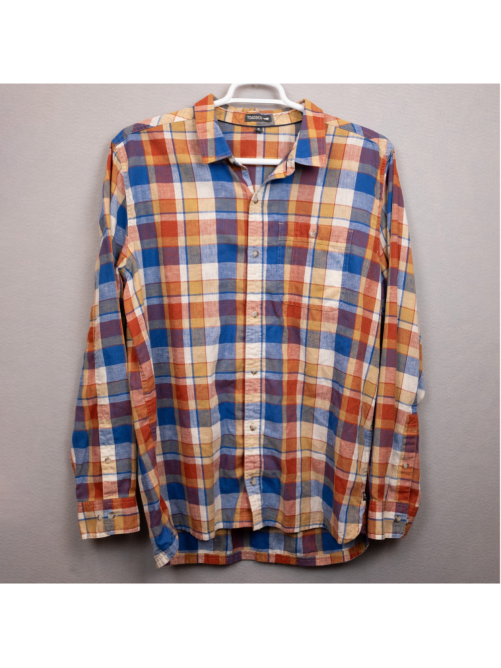 Toad & Co Debug Peak Season plaid linen blend long sleeve shirt-XL